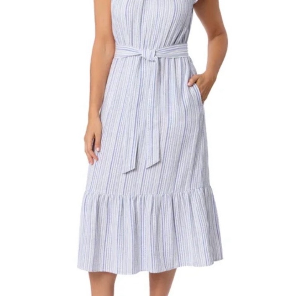 Briggs New York Blue and White Striped Dress
